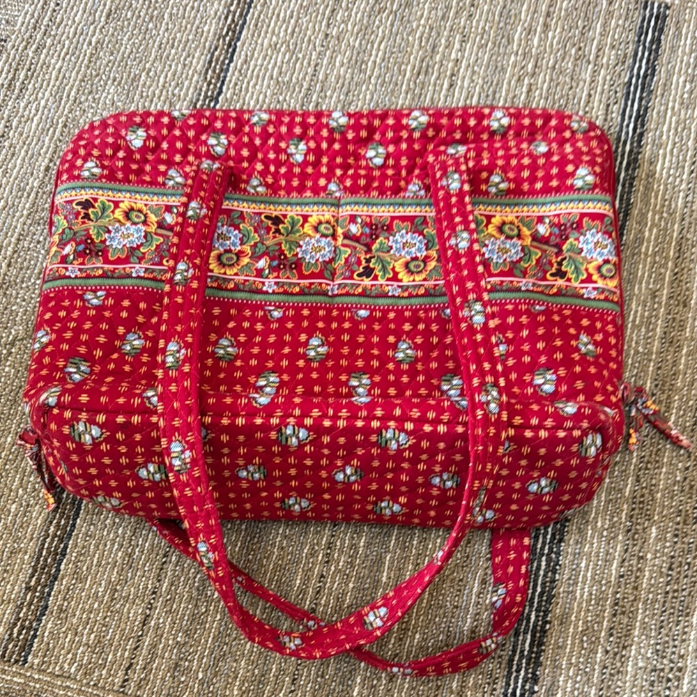 Vera Bradley Red Quilted Satchel with Whimsical Design